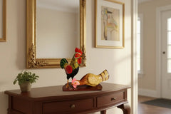 Nirmal Rooster & Hen Toy Set – Traditional Lacquered Wooden Folk Art Wooden Toy