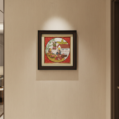 Authentic Cheriyal Art Painting of Indian Village Life – Framed Wall Decor Cheriyala Painting