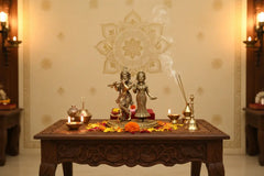 Brass Radha Krishna Idol with Flute – Embodiment of Eternal Love and Divine Bliss Brass Ware