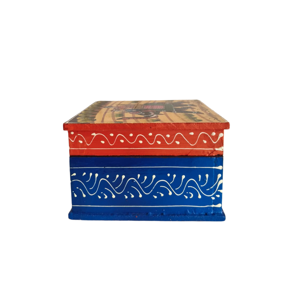 Colorful Hand-Painted Royal Elephant Wooden Jewellery Box Wood Decorative