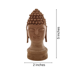 Buddha Wooden Head Statue | Hand-Carved Spiritual Decor