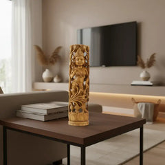 Hand-Carved Wooden Goddess Parvathi Statue – Standing on Lotus Wooden Decorative