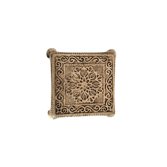 Square Brass Puja Pedestal with Filigree Design