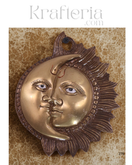 Brass Surya Chandra Decorative Wall Hanging for Home & Temple