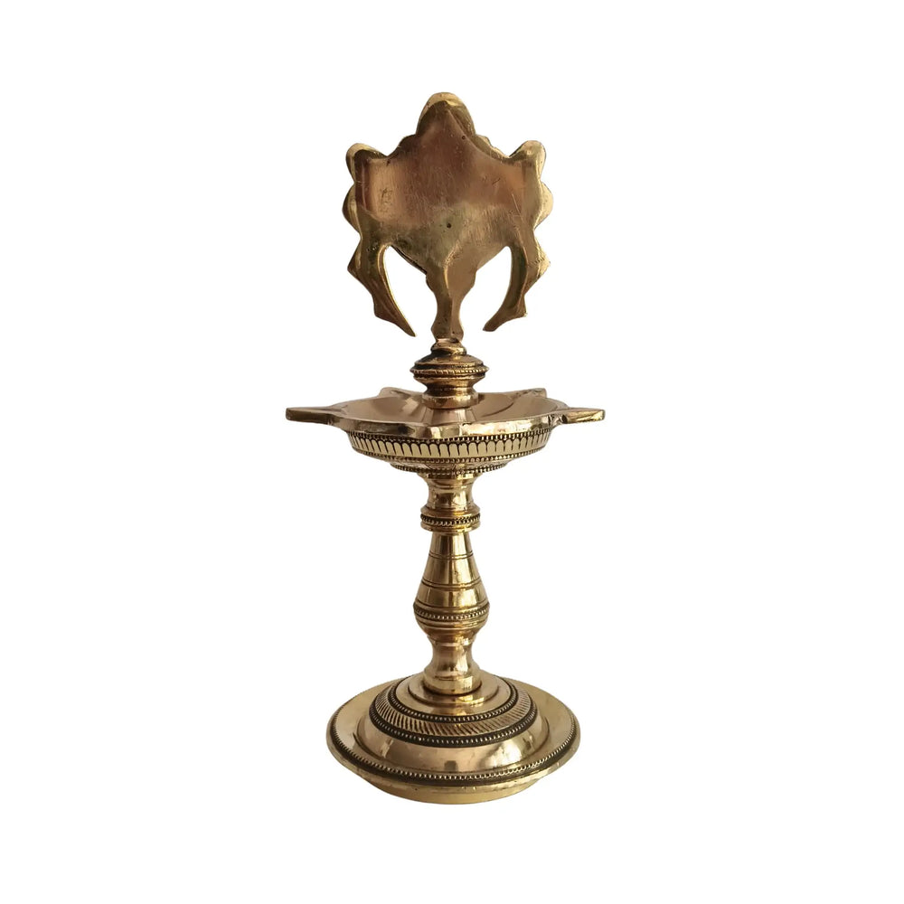 Brass Shankha (Conch) Diya - Traditional Puja Oil Lamp Brass Ware
