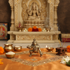 Brass Idol of Bal Krishna (Baby Krishna) with Butter Ball