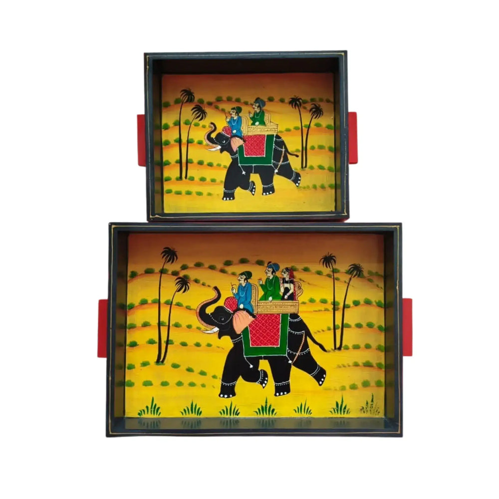 Hand-Painted Decorative Tray Set | Artisan Serving & Display Trays maruthi handicrafts