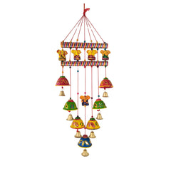 Vibrant Rajasthani Ganesh and Bell Wind Chime Wall Hanging wall decor
