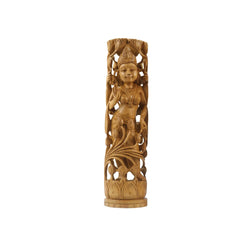 Hand-Carved Wooden Goddess Parvathi Statue – Standing on Lotus Wooden Decorative