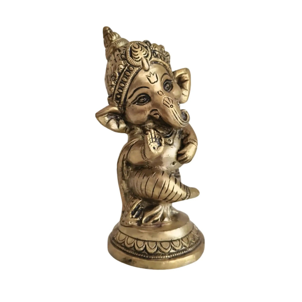 Little Lord Ganesha Brass Idol Brass Ware