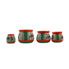 Handcrafted Channapatna wooden pot set colorful artisan decor
