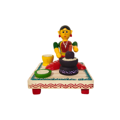 Etikoppaka Wooden Toy - The Traditional Woman Grinding Grains