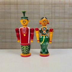 Etikoppaka Wooden Couple – South Indian Marriage Ceremony Folk Art