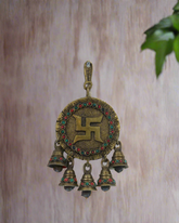 Brass Swastik Wall Plaque with Beautiful Stone Inlay