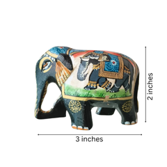 Black Painted Wooden Mughal Elephants – Elegant Decorative Figurines