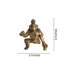Brass Idol of Bal Krishna (Baby Krishna) with Butter Ball Brass Ware