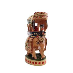 Handprinted Ambari Elephant | Decorative Miniature Figurine