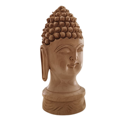 Buddha Wooden Head Statue | Hand-Carved Spiritual Decor
