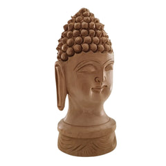 Buddha Wooden Head Statue | Hand-Carved Spiritual Decor maruthi handicrafts