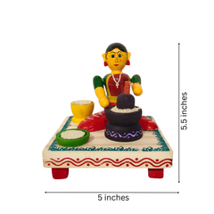 Etikoppaka Wooden Toy - The Traditional Woman Grinding Grains