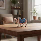 Hand-Painted Metal Cow