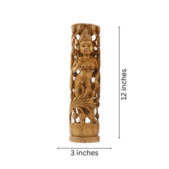 Hand-Carved Wooden Goddess Parvathi Statue – Standing on Lotus