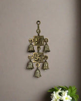 Elegant Brass Swastik Bell Wall Art with Spiritual Significance Brass Ware