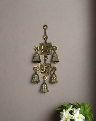 Elegant Brass Swastik Bell Wall Art with Spiritual Significance