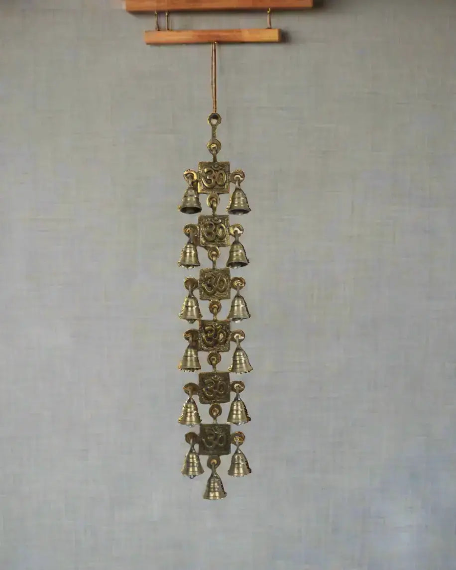 Brass Om Bell Wall Hanging – Perfect for Meditation and Prayer Spaces Brass Ware