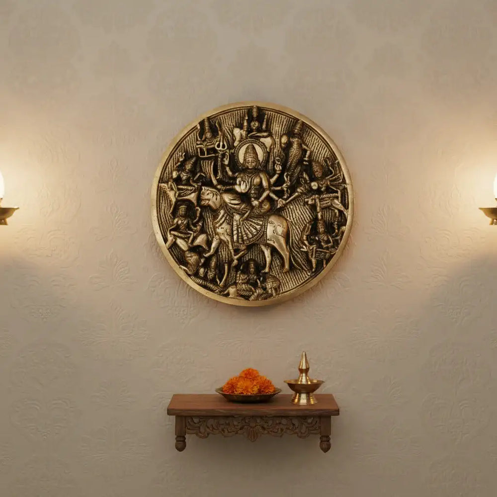 Vishnu Avatar and Goddess Durga in the center Brass Ware