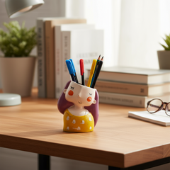 Decorative Girl Pen Stand – Cute & Functional Desk Accessory