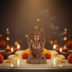Handcrafted Lord Ganesh Idol with Crown | Decorative Spiritual Art maruthi handicrafts