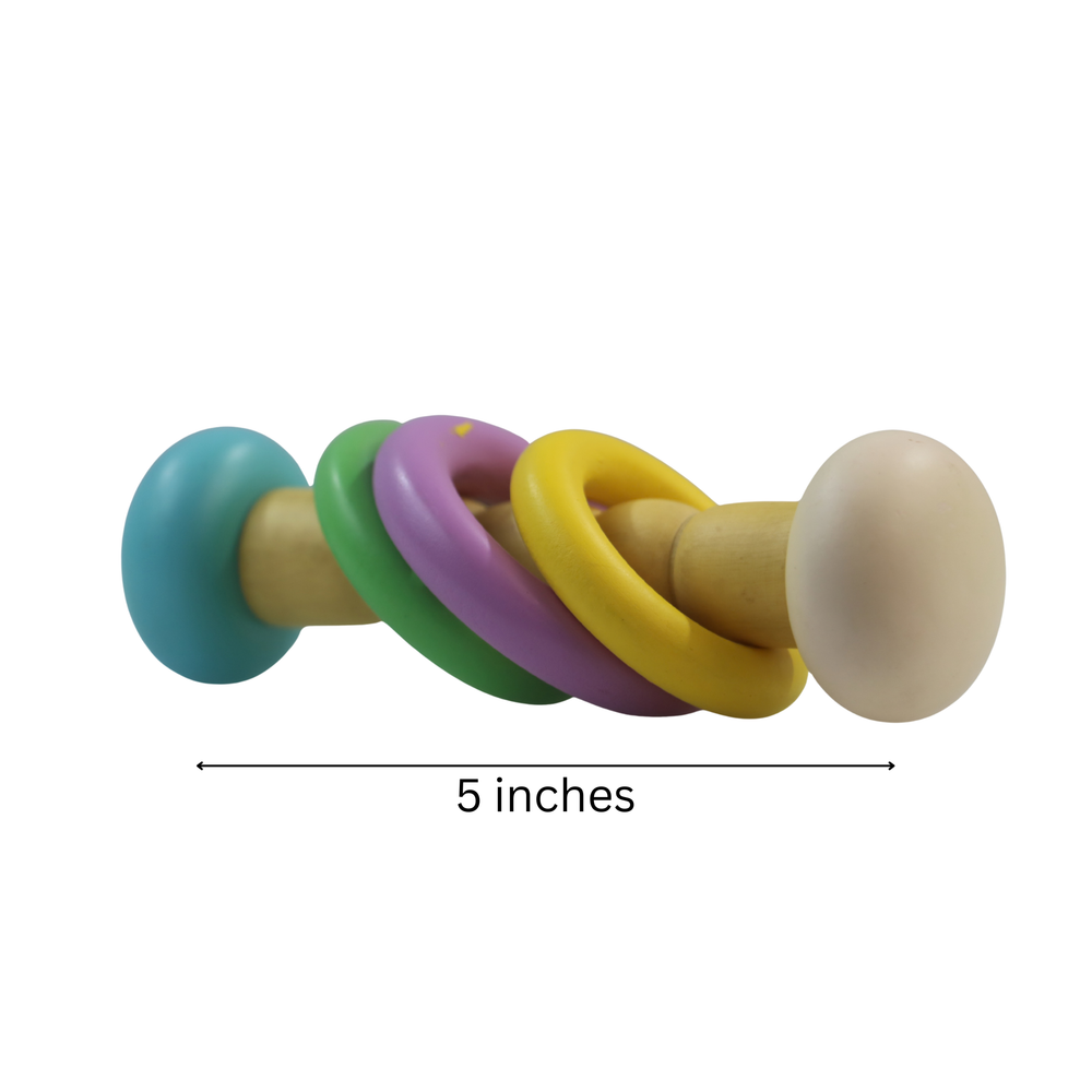 Eco-friendly baby rattle with non-toxic colour coating