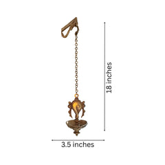 Auspicious Handcrafted Hanging Brass Deepam (Diya) with Decorative Shankha Motif Brass Ware