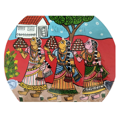 Cheriyal Inspired Bonalu Painting – Handmade Circular Wall Piece wall decor