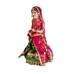 Traditional Indian Bride Doll Figurine Wooden Decorative