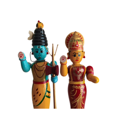 Traditional Etikoppaka Art Ardhanarishvara (Shiva-Parvati) Etikoppaka Lacquerware