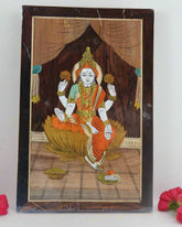 Divine Lakshmi Devi Wooden Inlay Frame – South Indian Handmade Masterpiece