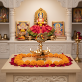 Brass Pancha Mukhi Peacock Diya - Five-Wick Traditional Oil Lamp