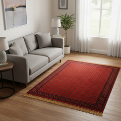 Opulent Threads Crimson and Ruby Wool Carpet