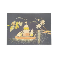 Straw Marquetry Sailing Ship wall decor