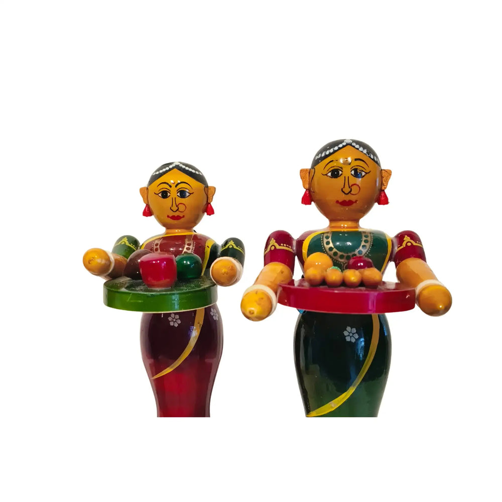 Cultural Etikoppaka Toy - Ladies Serving Tambulam Etikoppaka Lacquerware