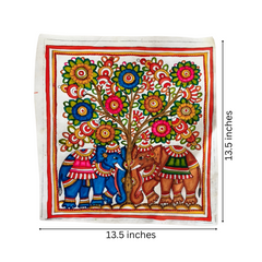 Elephant Serenity - Handcrafted Leather Art of the Tree of Life Leather Paintings