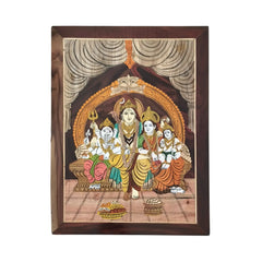 Divine Darbar of Lord Shiva and Parvati Family – Wooden Inlay Art Inlay Art