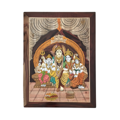 Divine Darbar of Lord Shiva and Parvati Family – Wooden Inlay Art
