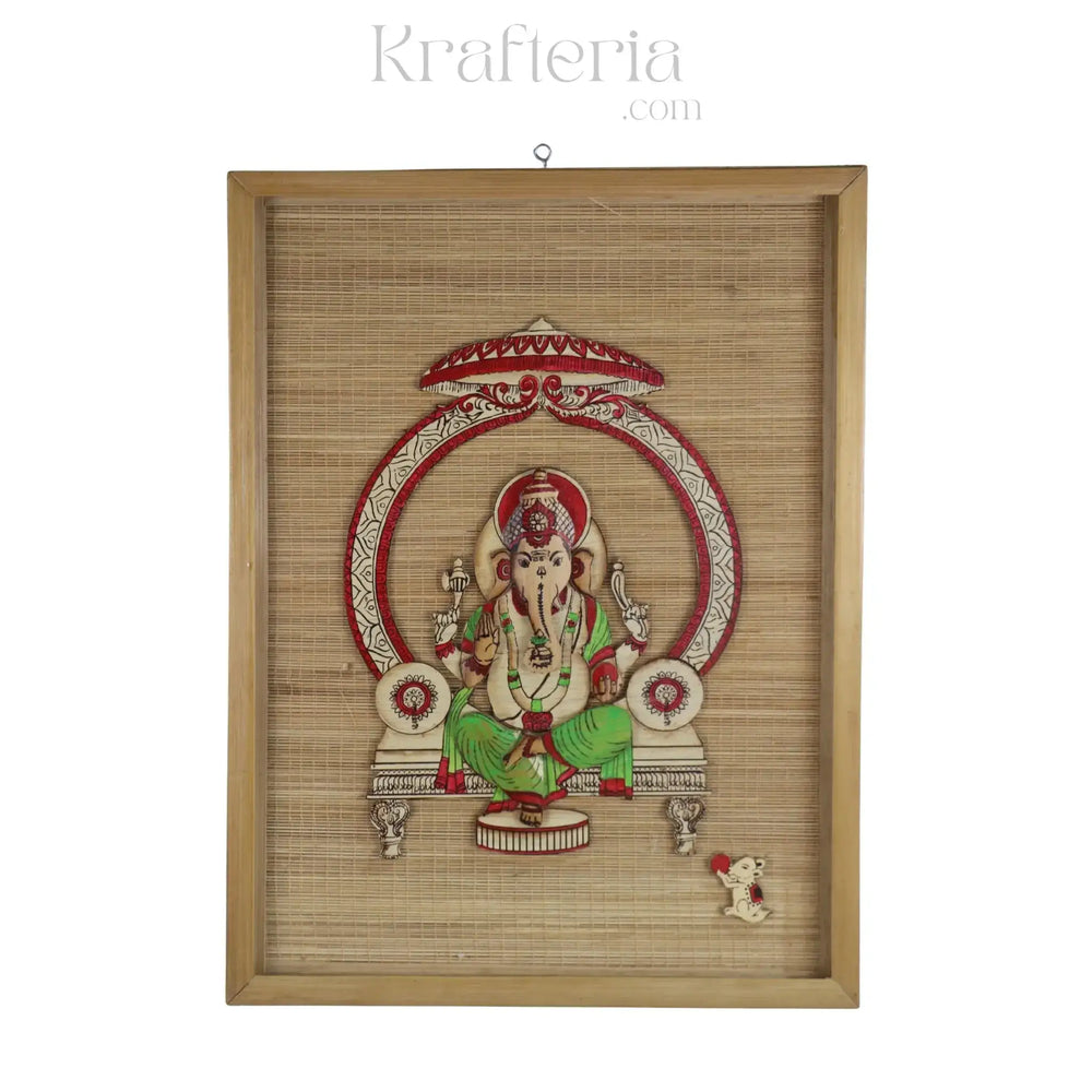 Bamboo Ganesh Frame– Handmade Hindu Spiritual Craft Sargaalaya