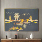 Straw Marquetry Coastal Scene wall decor