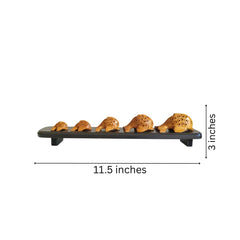 Graduated Set of Five Hand-Carved Wooden Fish Figures on Display Stand Wood Decorative