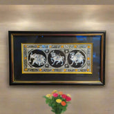 Rajasthan Miniature Hand-Painted Elephant and Horse Trio Paintings