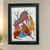Gond Deer Trio - Hand Painted Folk Art